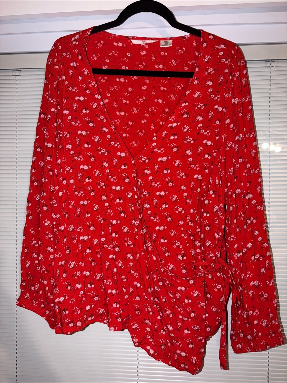 Levi’s Orange Floral Long Sleeve Wrap Top Size 2X